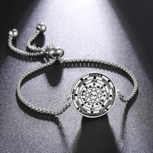 Süleyman'ın Büyük Pentagramı Lamen Yehova Mesih İmanuel Arpheton Tetragrammaton Muska Tılsım Takı Paslanmaz Çelik Bileklik - Product Image 6