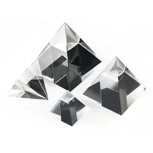 批发6厘米8厘米水晶金字塔摆件镇纸透明玻璃水晶棱镜金字塔家居办公室装饰
