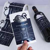 Etiquetas para Botellas de Vino Tinto de Marca Privada, Impresión de Etiquetas con Estampado en Dorado