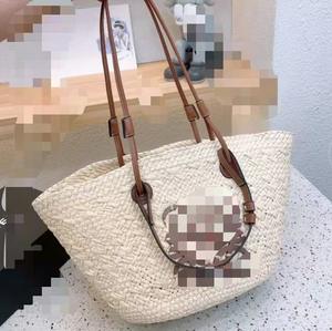 Sac à main de luxe pour femme, pochette tressée en osier tendance, sac à bandoulière en paille durable avec deux broderies et doublure en polyester - Product Image 6