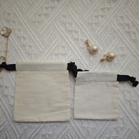 Sac en coton imprimé avec logo personnalisé, pochette en coton naturel, sac en mousseline à cordon 100% coton GOTS, sac à bijoux