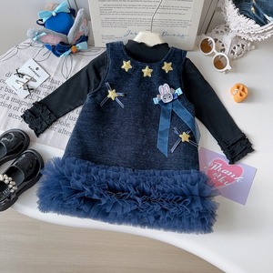 Vestiti Invernali <span class=keywords><strong>per</strong></span> Bambine 2025, Nuovi Abiti in Maglia con Coniglietto Cartoon, Gonna Principessa in Rete Spessa - Product Image 2