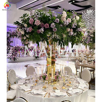 Élégant support de fleurs pour décoration de mariage, présentoir de centre de table doré pour fête