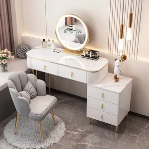 Kız kadınlar ucuz tasarımlar vanity makyaj kesit altın lüks melamin modern makyaj masası dresser ayna ile yatak odası için