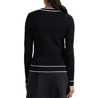 Cardigan en laine mélangée personnalisé à col en V, rayé, côtelé, décontracté, style preppy, de haute qualité, couleur unie, élégant, boutonné, pour femme, automne