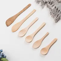 Bambus Biodegradable Eco Durable Custom Engraved Mini Kitchen Long Handle Bulk Tea Honey Mixing Wooden Spoon For Honey Tea