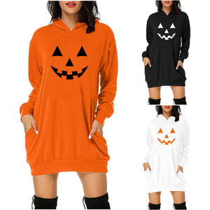 2025 moda di <span class=keywords><strong>Halloween</strong></span> stampa zucca mezza lunghezza felpa da donna con cappuccio a maniche lunghe tasca traspirante <span class=keywords><strong>per</strong></span> l'autunno inverno - Product Image 4