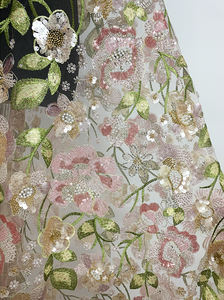 YX1150 고급스러운 스타일의 화려한 꽃무늬 비즈 자수 튤 원단, 스팽글 튤 패션 드레스 원단 (여성용) - Product Image 5