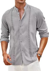 Nueva <span class=keywords><strong>Camisa</strong></span> Casual de <span class=keywords><strong>Lino</strong></span> y Algodón para <span class=keywords><strong>Hombre</strong></span> Joven <span class=keywords><strong>Manga</strong></span> Larga Cuello Mao Corto OEM - Product Image 5