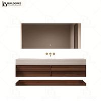 Buildgres Meuble-lavabo élégant de 60 pouces avec lavabo double Meuble-lavabo de salle de bain brillant