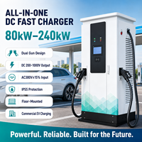 Borne de recharge rapide DC commerciale à double pistolet 80-240 kW CCS2 OCPP IP55, station de charge au sol pour projets de dépôts de flottes routières