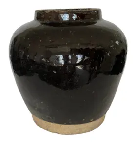Chinese Antique Ceramic Black Pot Flower Pots