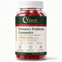 Gummies probiotiques pour femmes 5 milliards de UFC saveur canneberge végétaliennes sans OGM à base de plantes complément alimentaire quotidien 60 unités