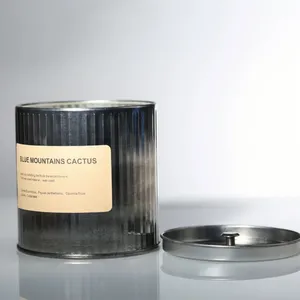 Bougie en pots métalliques de 9oz 10oz vide noir vintage avec étiquette personnalisée boîte de conserve avec couvercle