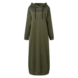 Длинный комплект, Исламская одежда, осенне-зимнее пальто с капюшоном для женщин, мусульманское платье, Женское пальто с капюшоном
