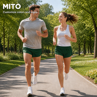 MITO Short de course et de natation en tissu de soie de lait extensible, doux et confortable, motif camouflage, avec fermetures éclair