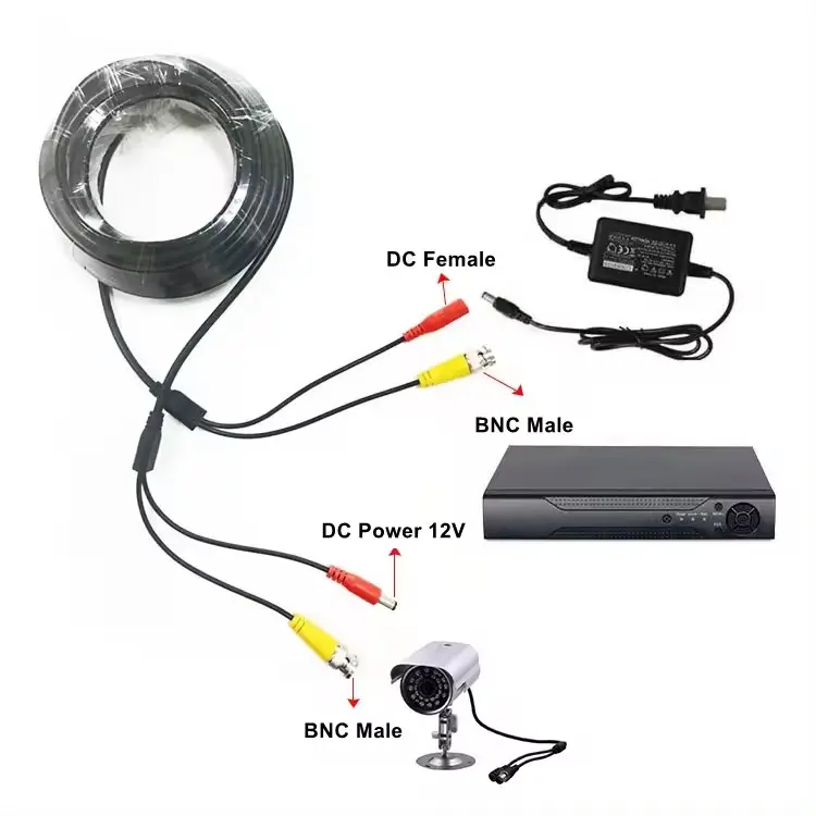 BNC Cable 5/10/15/20/30m with DC Power for Vehicle Monitoring Camera / CCTV Surveillance / Audio Video Equipment Systems