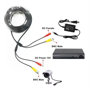 Câble BNC 5/10/15/20/30m avec alimentation cc pour caméra de surveillance de véhicule/Surveillance CCTV/systèmes d'équipement audio vidéo