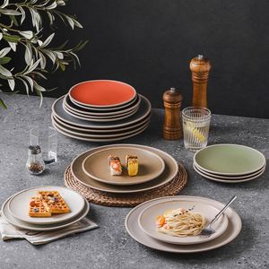 Assiette ronde en céramique de style japonais, luxe léger et rétro, 12 pouces, 7 pouces, assiette creuse plate occidentale pour spaghetti, 8 pouces, 10 pouces - Product Image 1