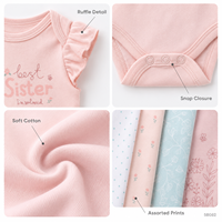 Lot de 5 bodys bébé en coton à manches courtes, barboteuses nouveau-né, styles variés, vêtements pour nourrissons 0-9 mois