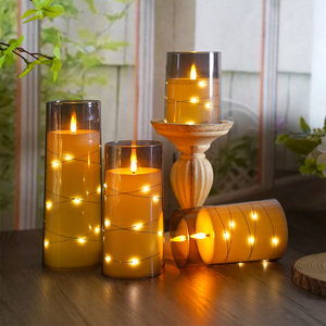 Kakoya Halloween Trang Trí Nội Thất Lãng Mạn Bầu Không Gian Đầy Sao LED Nến Acrylic Nhà Ở Nhấp nháy <span class=keywords><strong>Flameless</strong></span> 7-Giờ Dây Hẹn Giờ - Product Image 4