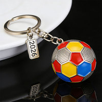 Porte-clés ballon de football 3D 2026, pendentif en métal émaillé coloré, souvenir pour supporter de football, cadeau promotionnel en alliage de zinc