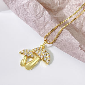 FOXI 925 Plata especial forma de hongo colgante collar joyería mujer S925 plata blanco Cubic Zirconia encanto collar - Product Image 4