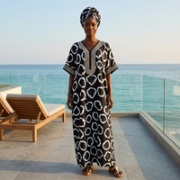 Nouvelle Robe Kanga Africaine Imprimée Décontractée et Ample pour Femme, Grande Taille, Style Ethnique, Motif Diamant, Idéale pour les Fêtes, Collection Été, Robuste et Disponible en Stock