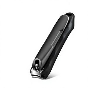 Coupe-ongles en acier inoxydable noir, lame incurvée, ouverture large, anti-éclaboussures, outil de manucure pour doigts et orteils - Product Image 1