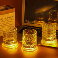 Verre à whisky rotatif de luxe en cristal gravé de diamants, coupe artisanale premium, base pivotante, 280 ml