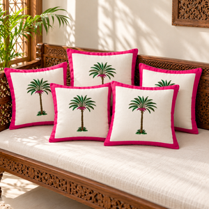 Cojines de algodón con estampado tradicional a mano, suaves, transpirables y decorativos para dormitorio, sala de estar, hotel y decoración del hogar. - Product Image 5