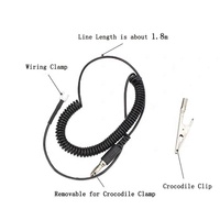 Pince de mise à la terre antistatique noire avec clip crocodile pour câble spiralé – Prix le plus bas