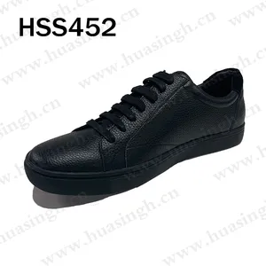 LXG, scarpe sportive piatte con tomaia in pelle stampata nera scollata scarpe da corsa da uomo casual da passeggio all'aperto HSS452