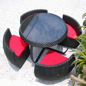 Juego de Mesa y Sillas de Comedor de Mimbre Plegables, Modernas, Duraderas y Ligeras, con Diseño Apilable para Restaurante, Jardín, Patio - Product Image 1