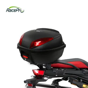 RACEPROモーターサイクルプラスチックトランクハードリアテールボックスラゲッジヘルメット収納ケース、ツーリングクルーザー用助手席背もたれ付き