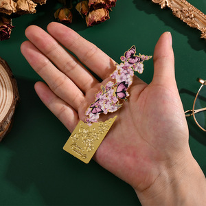 Segnalibro personalizzato in ottone con smalto a farfalla promozionale sublimazione con graffetta in metallo placcato oro segnalibro - Product Image 5