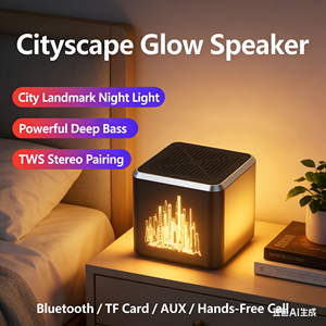 Boceto de dibujos de líneas de puntos de referencia de la ciudad brillante en vistas nocturnas de Beijing Shanghai Shenzhen Guangzhou China altavoz inalámbrico led - Product Image 3