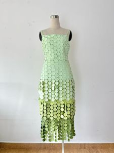 Abito Midi Casual di Alta Qualità in Tessuto Antistatico con Spacco Francese e Collo Halter, Novità Autunno 2025, Senza Maniche, Forma Irregolare, Giallo - Product Image 5