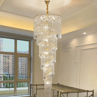 Lustre en cristal moderne de luxe K9 finition dorée lumière blanche chaude télécommande à intensité variable pour accrocher la maison hôtels restaurants