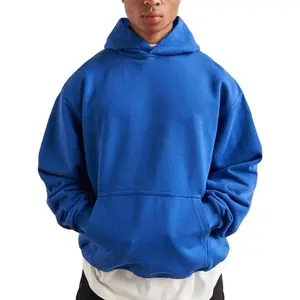 Nặng Cao Cấp Bông Trống Hoodies Người Đàn Ông Tùy Chỉnh Thêu Biểu Tượng Người Đàn Ông 400 GSM Quá Khổ Hoodies