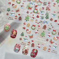 Autocollants 5D en relief TSZS pour ongles de Noël, motifs mignons Père Noël, bonhomme de neige, nœud, décorations auto-adhésives pour ongles, pour DIY, salon et vente en gros
