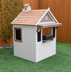 Rustic Style <b>Wooden</b> <b>Playhouse</b>, Kids Outdoor Pretend Play Store with Counter, Mailbox and Charming Chimney for <b>garden</b> play - Product Image 2