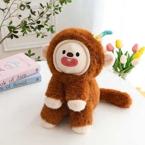Peluche singe <span class=keywords><strong>de</strong></span> <span class=keywords><strong>dessin</strong></span> animé avec visage interchangeable, logo personnalisé, ODM, OEM, cadeau pour événements, anniversaires, fêtes - Product Image 5