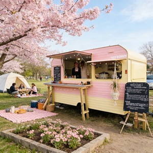 Hand Push & Towing Dual Use Food Cart, Versatile Mobile Snack <b>Trailer</b> for Multiple Scenes - Product Image 1