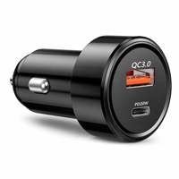 Chargeur de voiture universel 38W 12-24V pour véhicules, chargeur rapide double port USB C 20W QC3.0, adaptateur de chargeur de voiture QC3.0