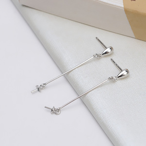 Accessoires en argent DIY, boucles d'oreilles torsadées polies en forme de beignets frits avec support vide en perle S925, boucles d'oreilles simples de 5 mm, 5605 - Product Image 3