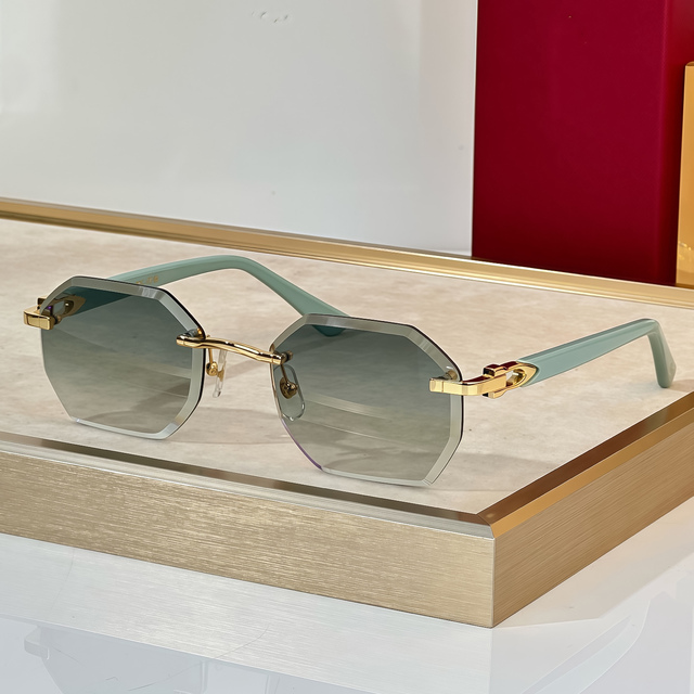 Luxury Fashion Designer Polygonal Frameless Sunglasses Comfortable Light Titanium Frame High-quality Glasses with UV400 Lenses
