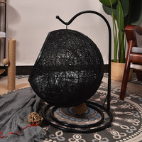 Nouveau Nid pour Chat en Rotin Semi-Enfermé pour Intérieur, Conception Berceau, Capacité 10kg, Idéal Toutes Saisons, avec Bac à Litière Intégré