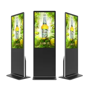 Factory 43 50 55 65 75 Inch Vertical Floor Standing Advertising Kiosk Digital Totem Touch Lcd Display Video Network HD Player