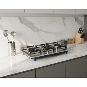 Fornello a <span class=keywords><strong>Gas</strong></span> in Acciaio Inox con Grande Bruciatore e Accensione a Impulsi Piano Cottura a <span class=keywords><strong>Gas</strong></span> Domestico a Tre Fuochi - Product Image 1